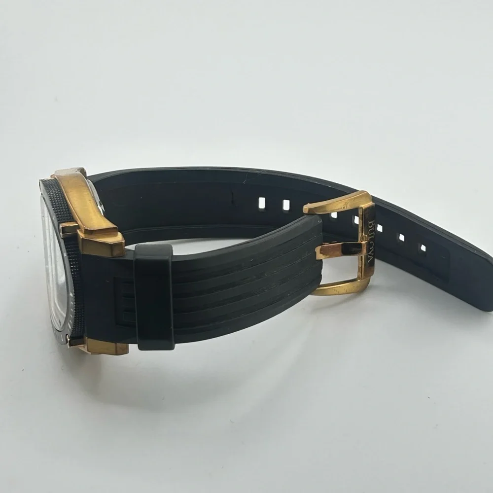 BULOVA PRECISIONIST WATCH BLACK/GOLD 300M WATER RESISTANT #541